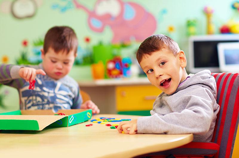 Young children with disabilities in a nursery