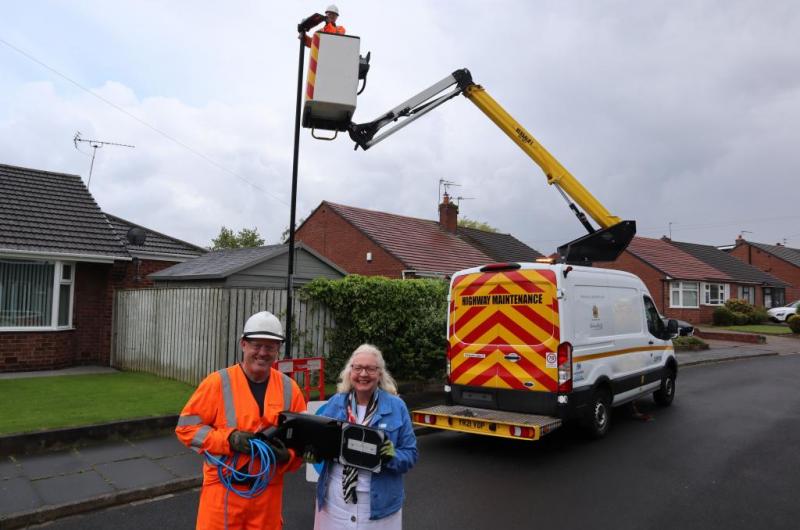 Street lighting project - Sandra Graham with staff from Enerveo