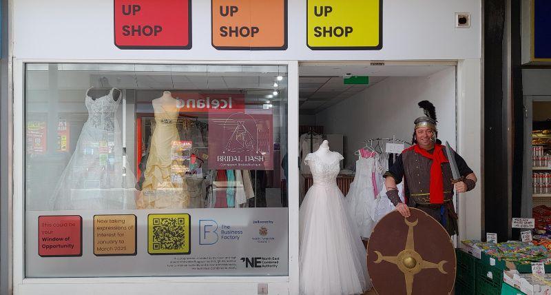 Town centre liaison officer Wayne Young dressed as Max Maximus to help promote the pop up shop 